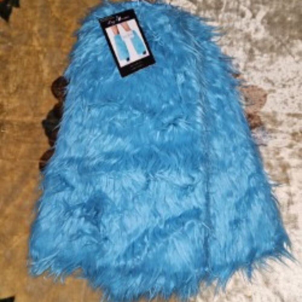 NEW LAST ONLY BLUE FAUX FUR FUZZY LEY WARMERS EDC COSPLAY COMIC CON